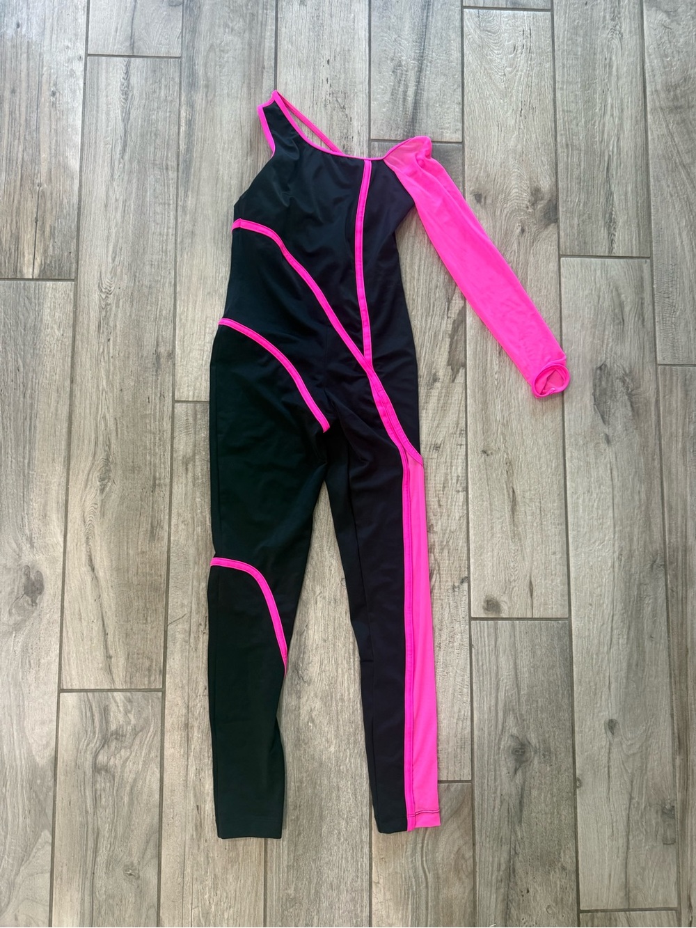Dance/aerial One-Piece Jumpsuit in Black and Hot Pink